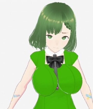 パイアールフロンティア❤緑色の髪の毛と洋服を着たお姉さん（セリフなし 3DCGモデル イラスト集）｜評価