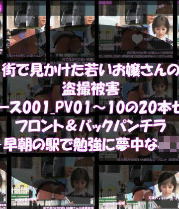 Libido-Labo❤街で見かけた若いお嬢さんの盗撮被害:（ケース001_PV01〜10のフロント・バック両方のパンチラ20本セット:-早朝の駅で勉強に夢中なJ○）｜評価